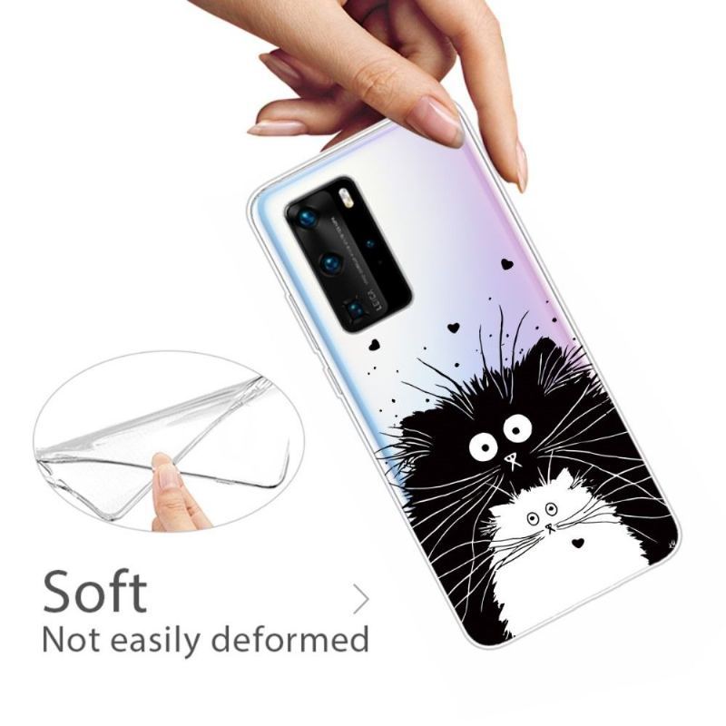 Etui do Huawei P40 Pro Biznes Czarno-białe Koty