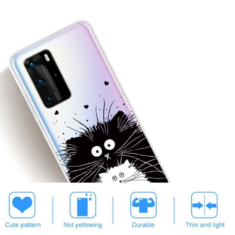 Etui do Huawei P40 Pro Biznes Czarno-białe Koty