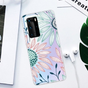 Etui do Huawei P40 Pro Biznes Stokrotka Kwiaty