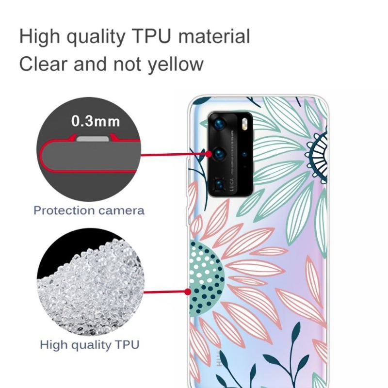 Etui do Huawei P40 Pro Biznes Stokrotka Kwiaty