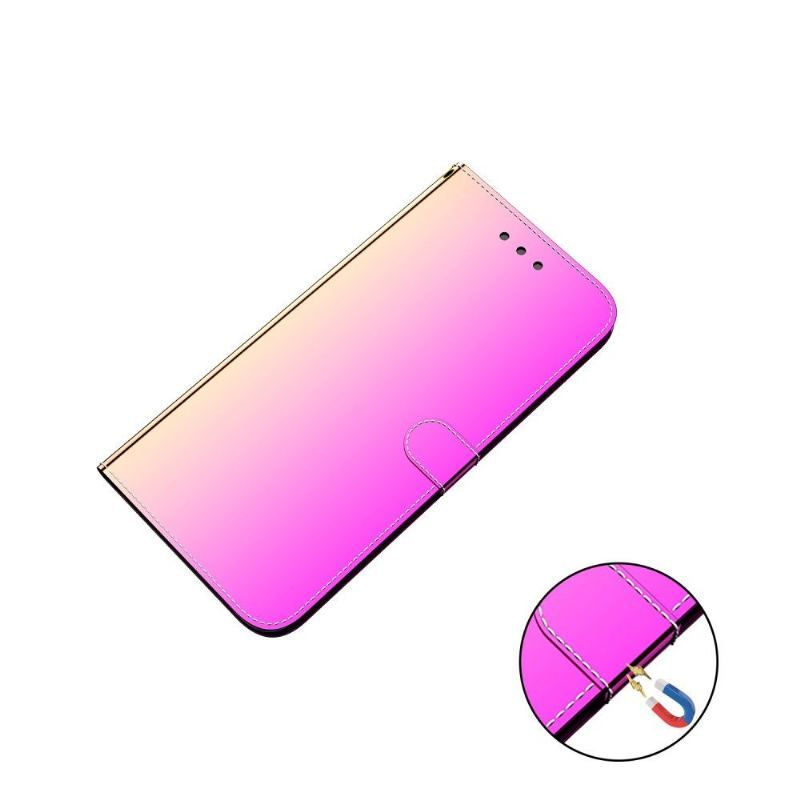 Etui Folio do Huawei P40 Pro Obrzeża Efekt Lustra Ze Sztucznej Skóry - Różowy