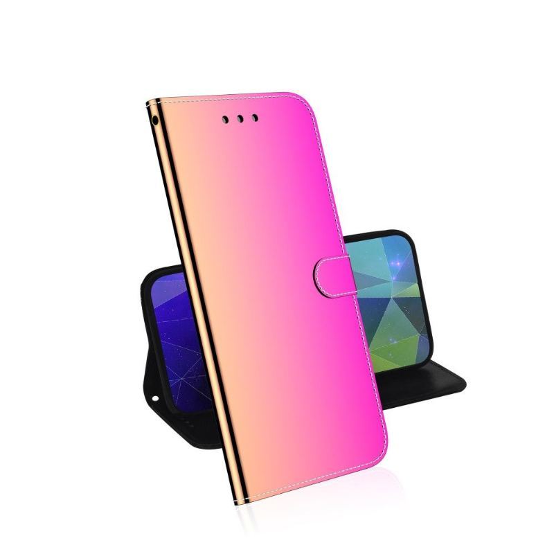 Etui Folio do Huawei P40 Pro Obrzeża Efekt Lustra Ze Sztucznej Skóry - Różowy