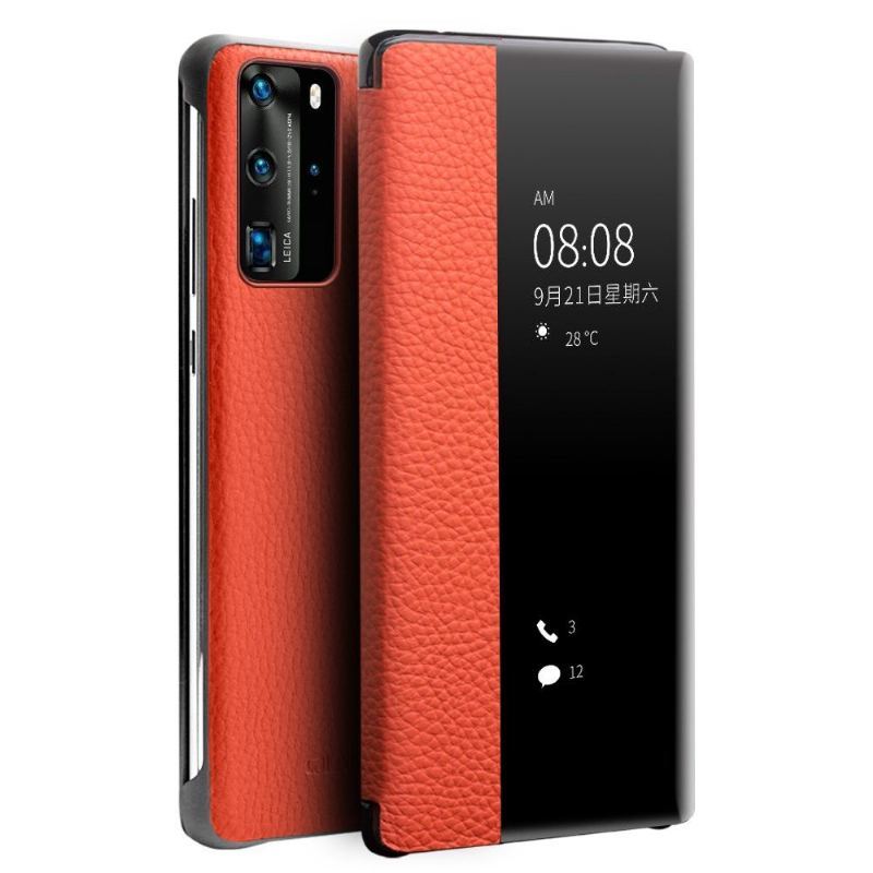 Etui Folio do Huawei P40 Pro Skórzany Futerał Skórzane Okno