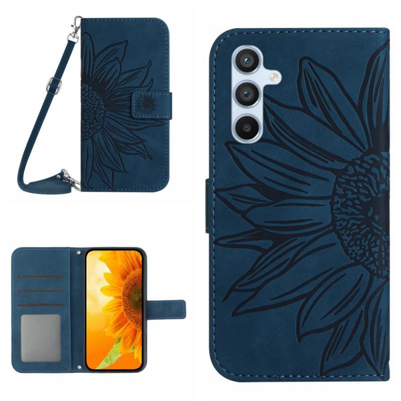 Etui Folio Do Samsung Galaxy A16 5g Nadruk Słonecznik Z Paskiem Na Ramię