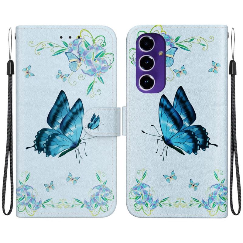 Etui Folio Do Samsung Galaxy A16 5g Niebieski Motyl I Kwiaty