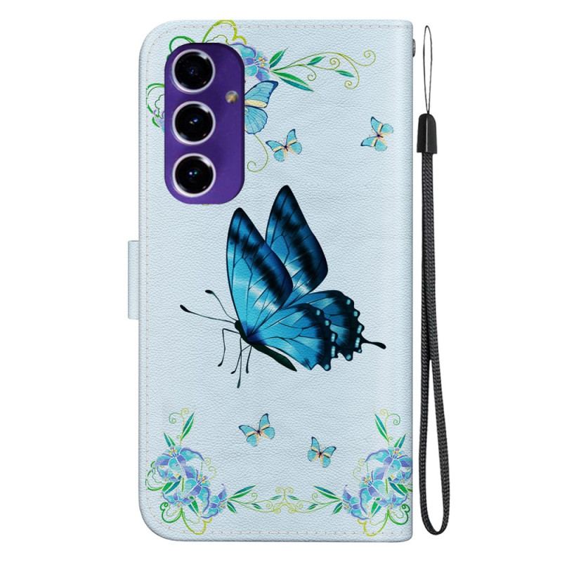 Etui Folio Do Samsung Galaxy A16 5g Niebieski Motyl I Kwiaty