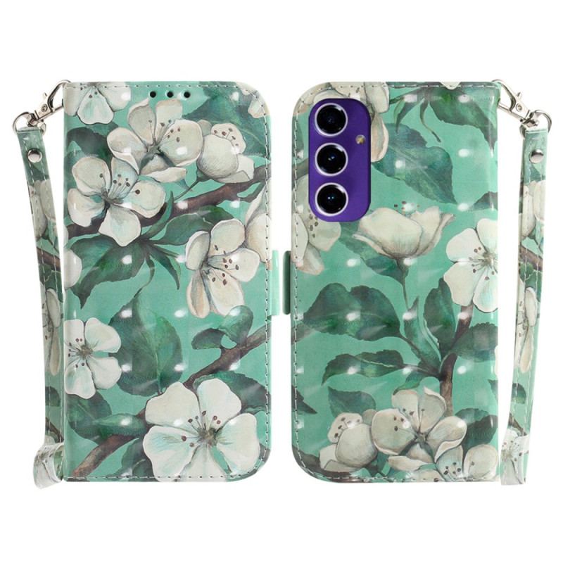 Etui Folio Samsung Galaxy A16 5g Białe Kwiaty Z Paskiem Etui Ochronne