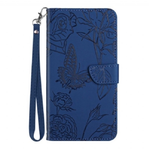 Etui Folio Samsung Galaxy A16 5g Nadruk Motyl Z Paskiem Etui Ochronne