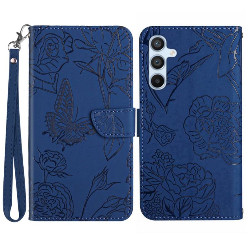 Etui Folio Samsung Galaxy A16 5g Nadruk Motyl Z Paskiem Etui Ochronne