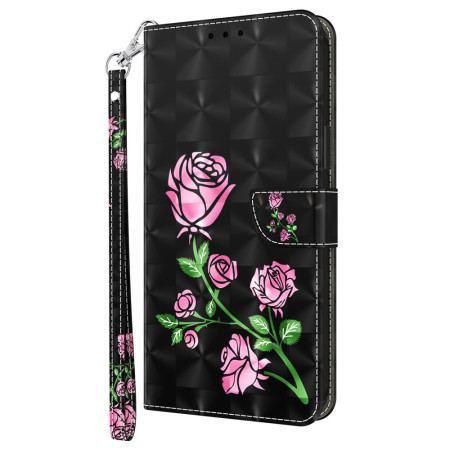 Etui Folio Samsung Galaxy A16 5g Różowe Kwiaty Z Paskiem Etui Ochronne