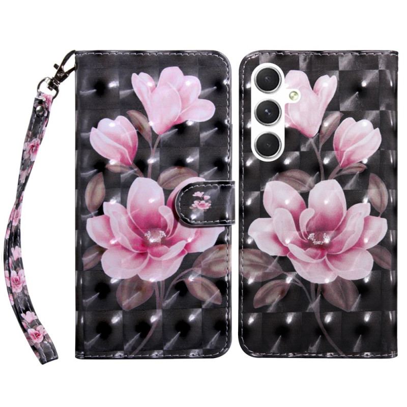 Etui Folio Samsung Galaxy A16 5g Różowy Pasek W Kwiaty Etui Ochronne