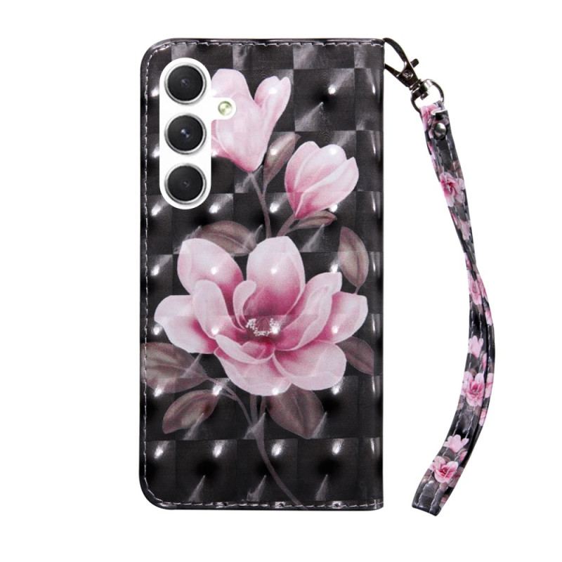 Etui Folio Samsung Galaxy A16 5g Różowy Pasek W Kwiaty Etui Ochronne