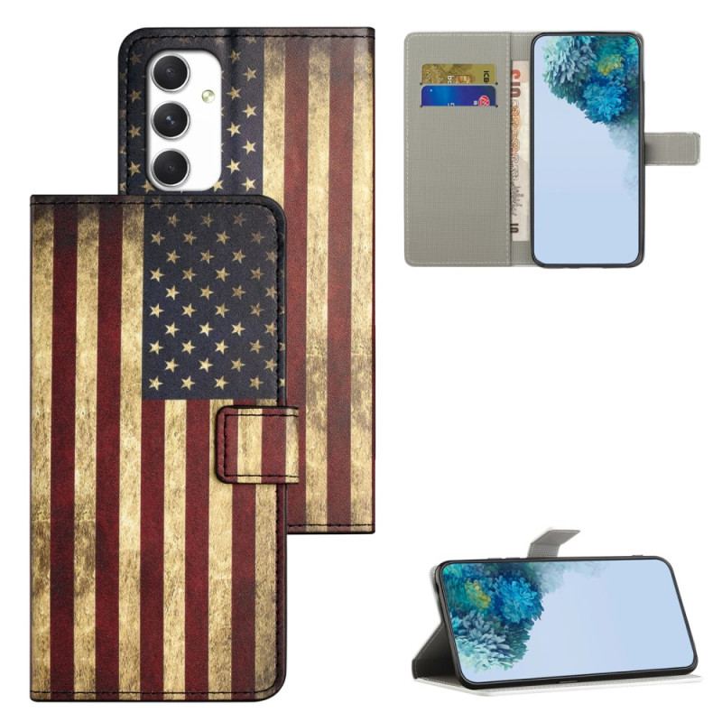 Etui Folio Samsung Galaxy A16 5g Vintage Flaga Amerykańska Etui Ochronne