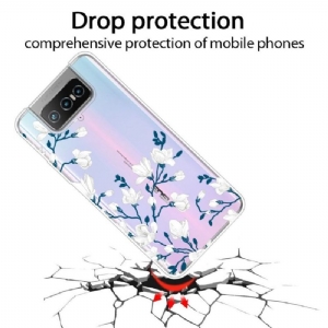 Etui do Asus Zenfone 7 / Zenfone 7 Pro Anti-fall Białe Kwiaty