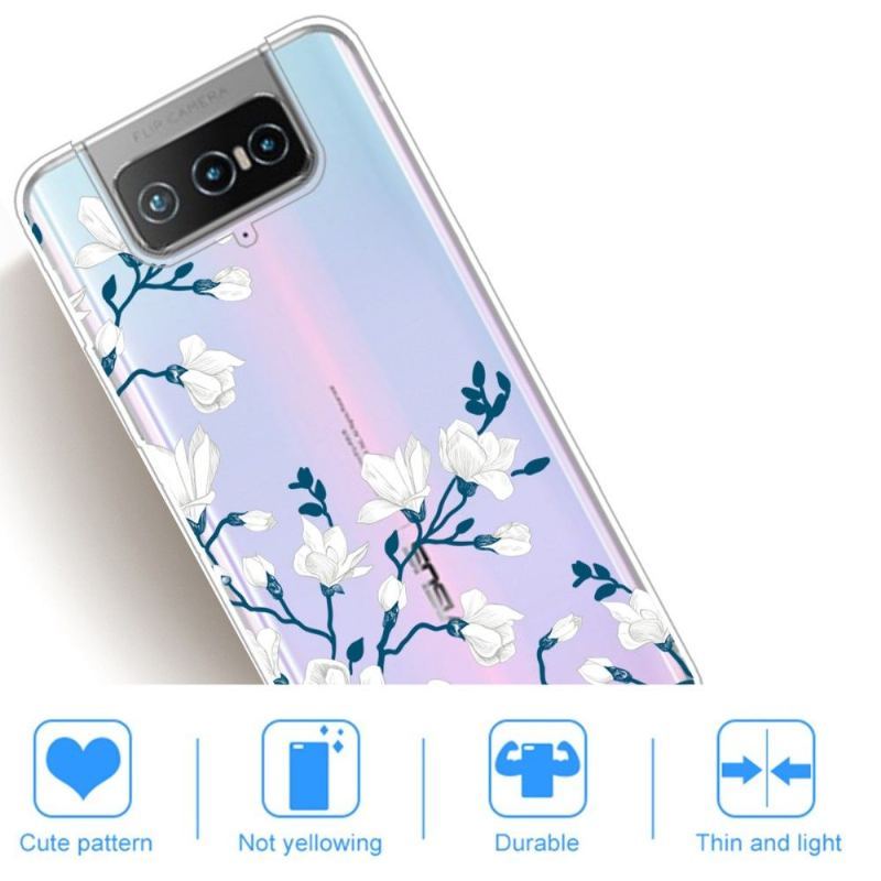 Etui do Asus Zenfone 7 / Zenfone 7 Pro Anti-fall Białe Kwiaty