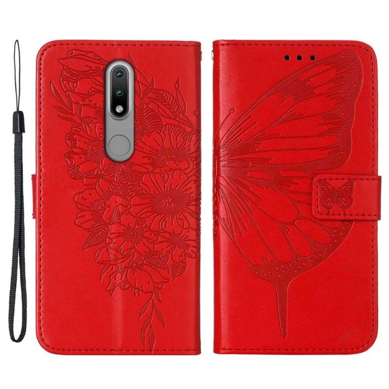 Etui Folio do Nokia 2.4 Butterfly Flower Posiadacz Karty