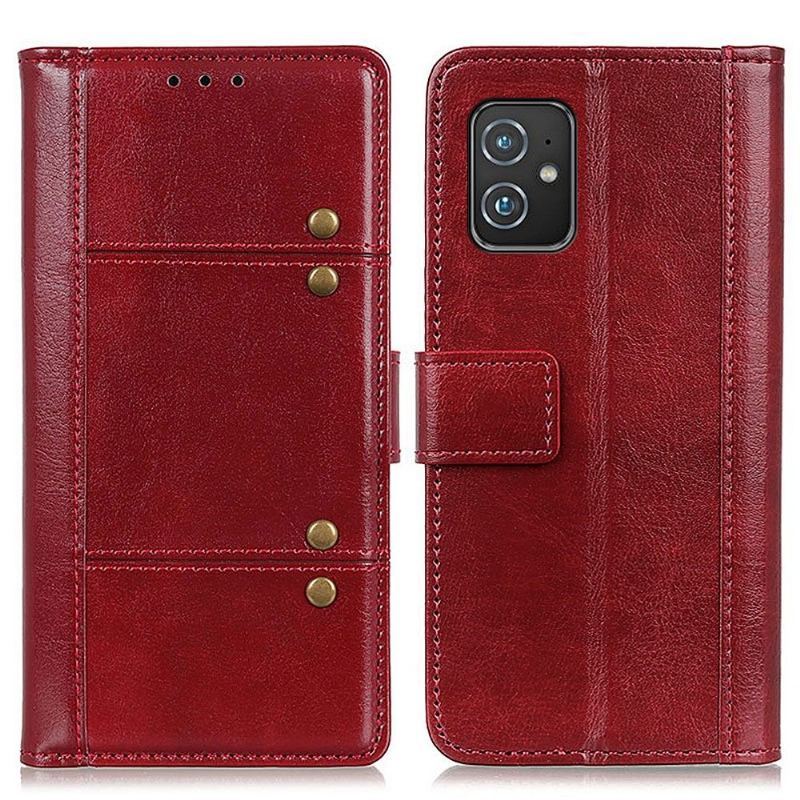 Etui Folio do Asus Zenfone 8 Obrzeża Efekt Skóry Z Nitami