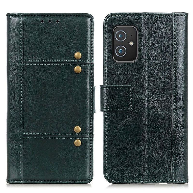 Etui Folio do Asus Zenfone 8 Obrzeża Efekt Skóry Z Nitami