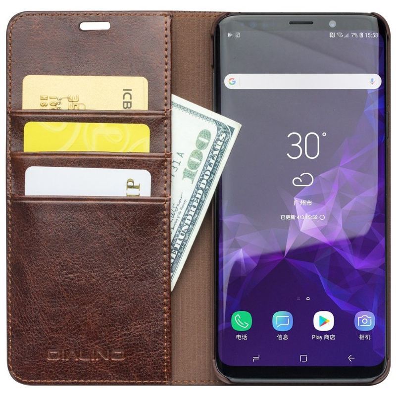 Etui do Samsung Galaxy S9 Plus Obrzeża Skórzany Uchwyt Na Karty