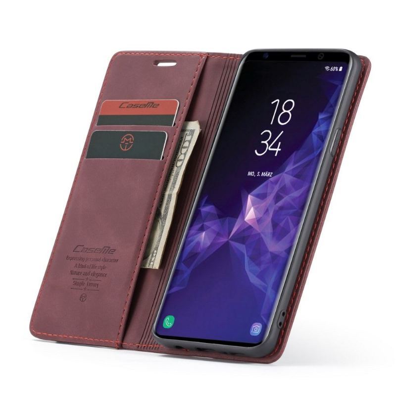 Etui Folio do Samsung Galaxy S9 Plus Classic Faux Leather - Wino Czerwone