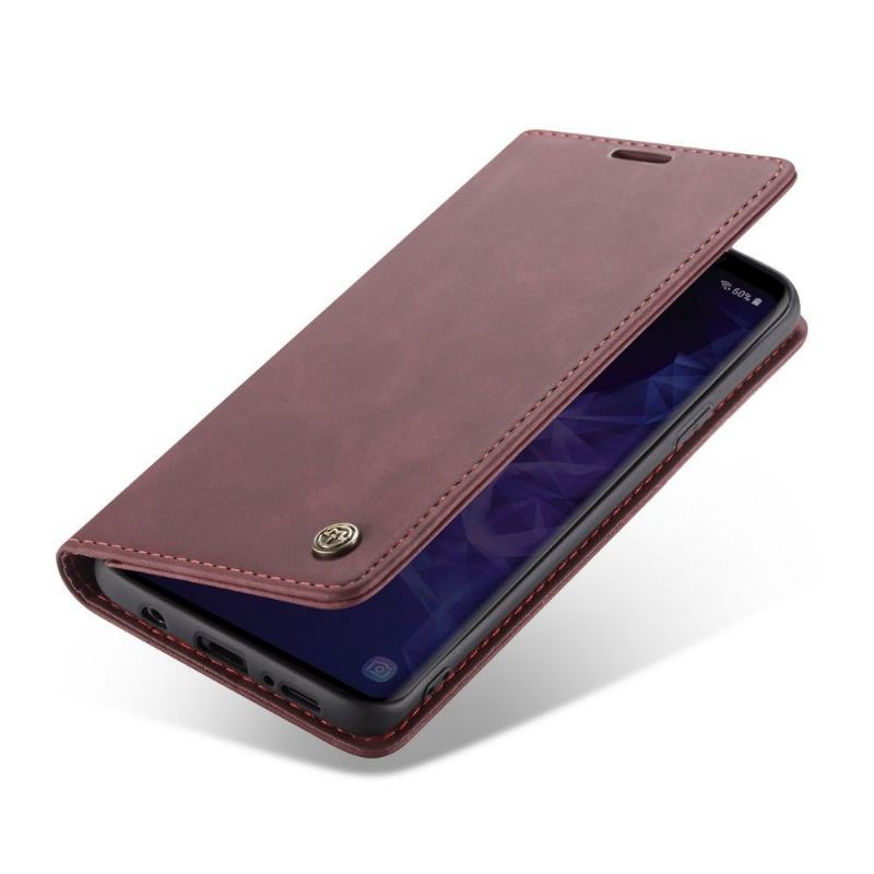 Etui Folio do Samsung Galaxy S9 Plus Classic Faux Leather - Wino Czerwone