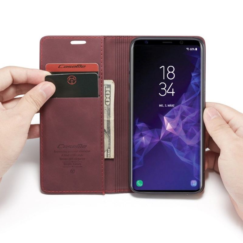 Etui Folio do Samsung Galaxy S9 Plus Classic Faux Leather - Wino Czerwone