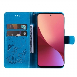 Etui Folio do Xiaomi 12 Obrzeża Ilustracja Kot