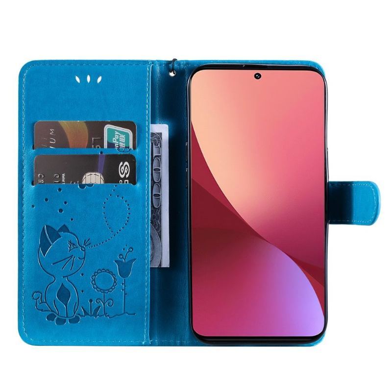 Etui Folio do Xiaomi 12 Obrzeża Ilustracja Kot