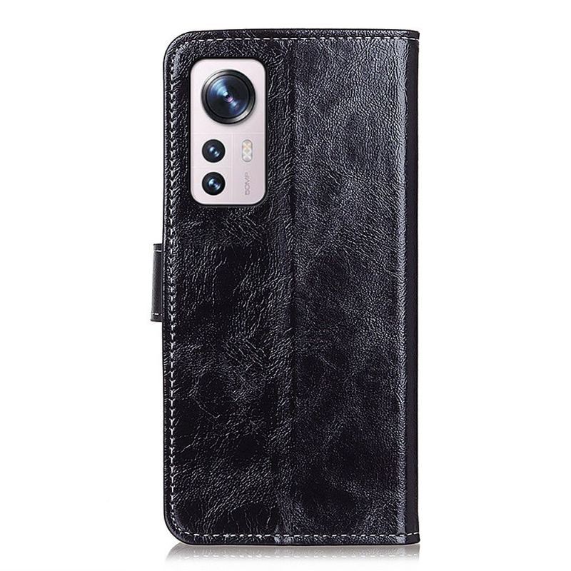 Etui Folio do Xiaomi 12 Obrzeża Luksusowe Szwy Z Efektem Skóry