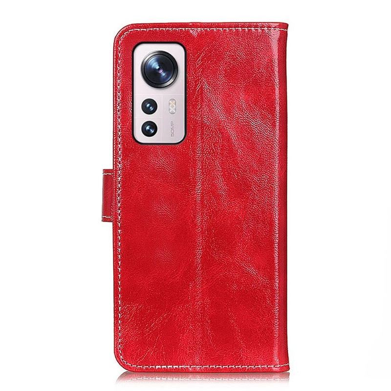 Etui Folio do Xiaomi 12 Obrzeża Luksusowe Szwy Z Efektem Skóry