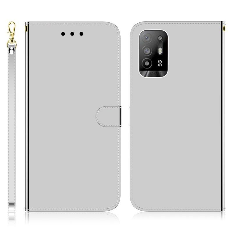 Etui Folio do Oppo A94 5G Efekt Lustra Ze Sztucznej Skóry