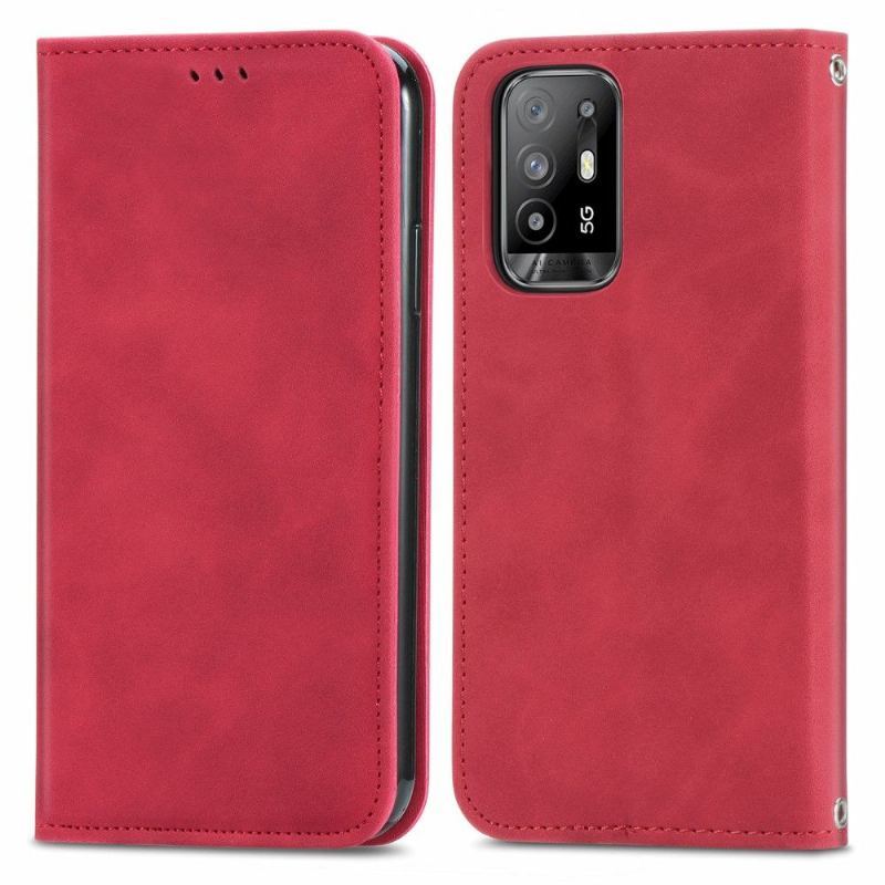 Etui Folio do Oppo A94 5G Obrzeża Biznes Retro