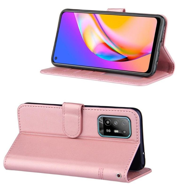 Etui Folio do Oppo A94 5G Obrzeża Linie Efekt Skóry