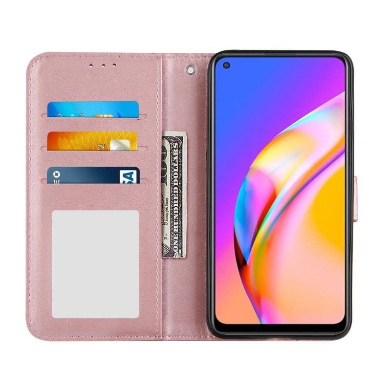 Etui Folio do Oppo A94 5G Obrzeża Linie Efekt Skóry