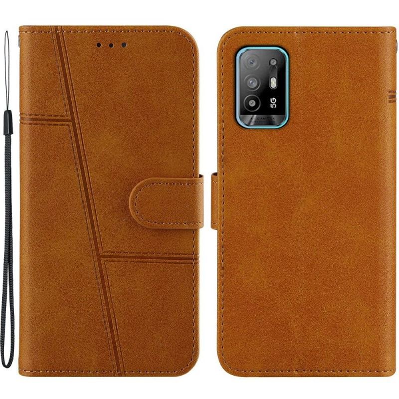 Etui Folio do Oppo A94 5G Obrzeża Linie Efekt Skóry