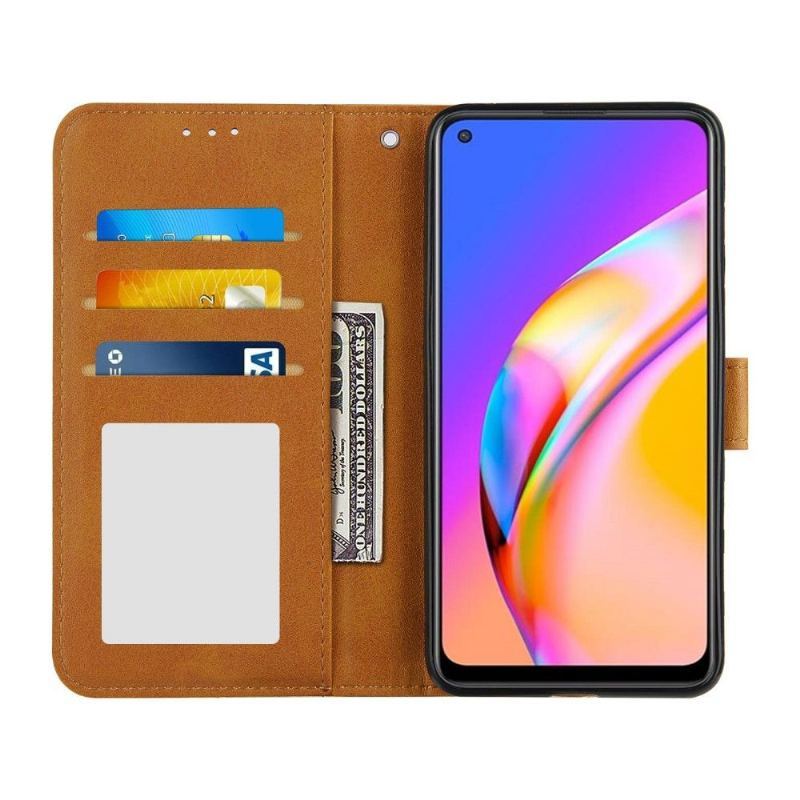 Etui Folio do Oppo A94 5G Obrzeża Linie Efekt Skóry