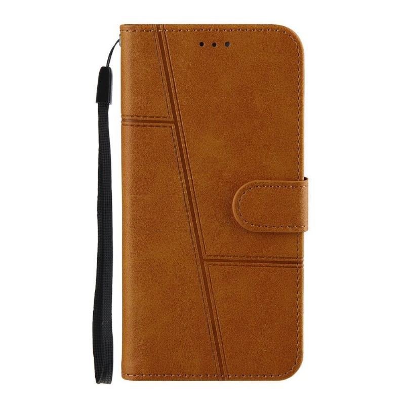 Etui Folio do Oppo A94 5G Obrzeża Linie Efekt Skóry