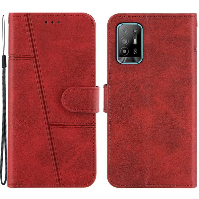 Etui Folio do Oppo A94 5G Obrzeża Linie Efekt Skóry