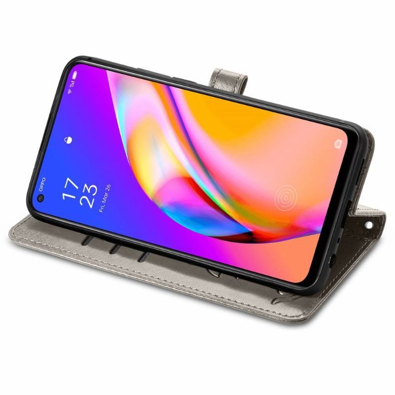 Etui Folio do Oppo A94 5G Skórzane Tłoczone Zwierzęta