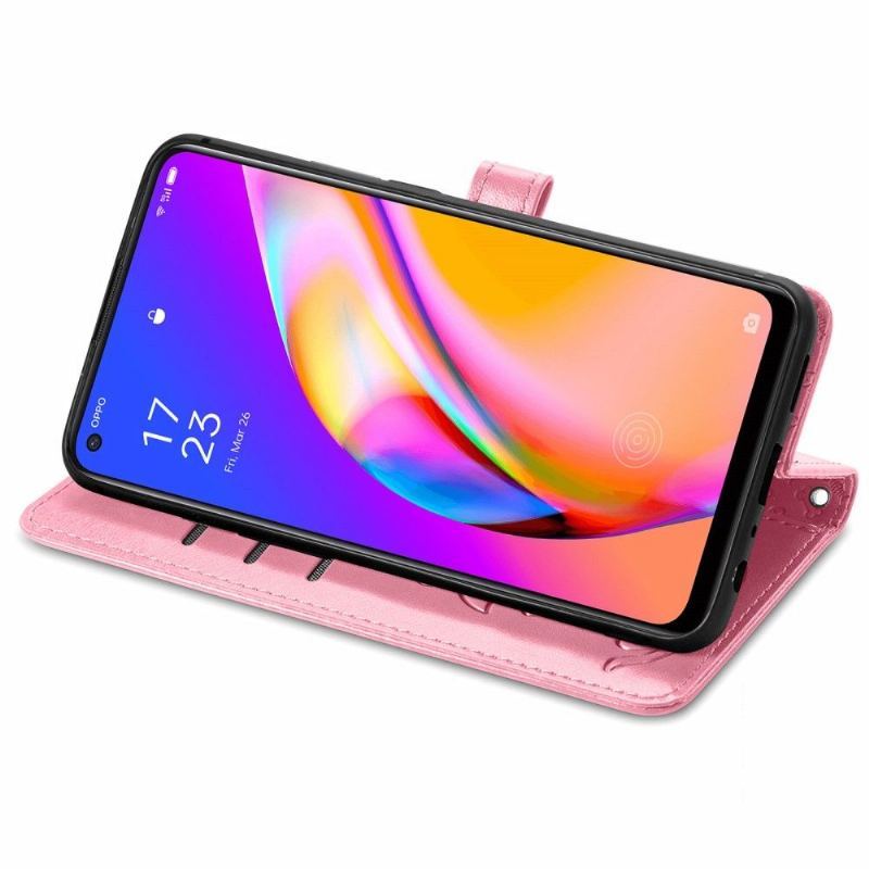 Etui Folio do Oppo A94 5G Skórzane Tłoczone Zwierzęta