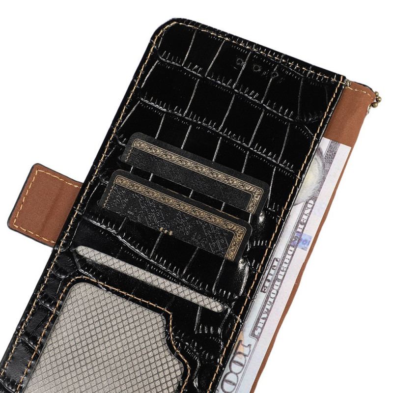 Etui Folio Motorola Edge 50 Neo Skóra O Fakturze Krokodyla