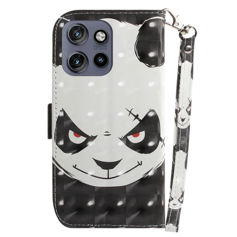 Etui Folio Motorola Edge 50 Neo Wściekła Panda Z Paskiem Etui Ochronne