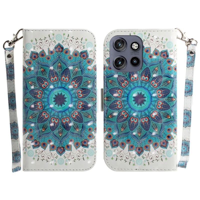 Etui Folio Motorola Edge 50 Neo Zielona Mandala Z Paskiem