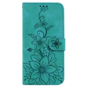 Etui Folio Samsung Galaxy S24 Fe Efekt Kwiatowego Zamszu Etui Ochronne