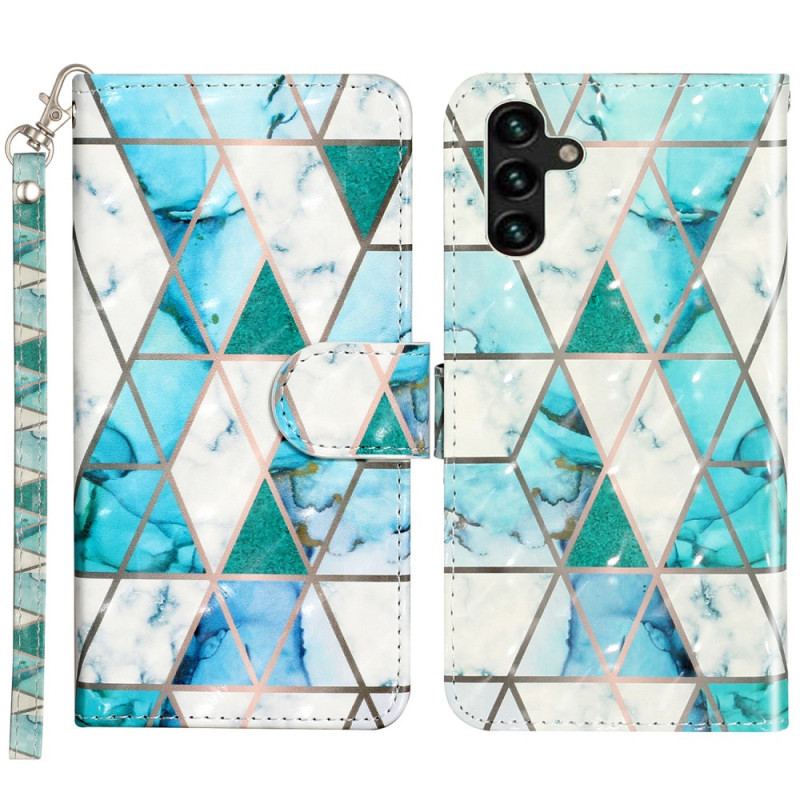 Etui Folio Samsung Galaxy S24 Fe Zielony Marmur Z Paskiem