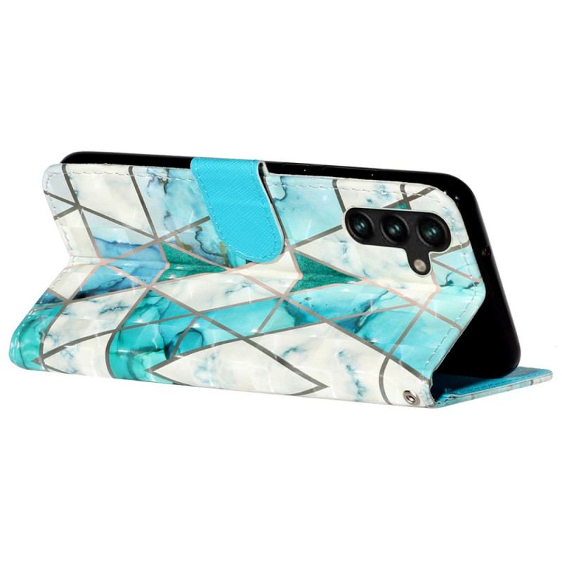 Etui Folio Samsung Galaxy S24 Fe Zielony Marmur Z Paskiem