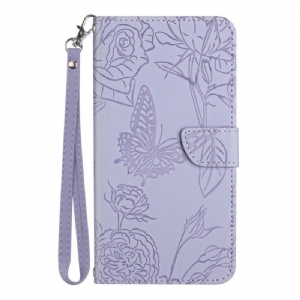 Etui Folio do Samsung Galaxy S23 Plus 5G Motyl Ze Smyczą