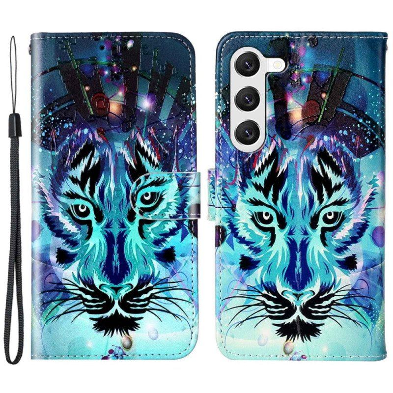 Etui Folio do Samsung Galaxy S23 Plus 5G Tygrys Ze Smyczą