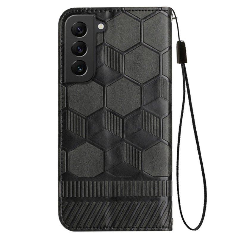 Etui Folio do Samsung Galaxy S23 Plus 5G z Łańcuch Futbolowy Styl Z Paskami