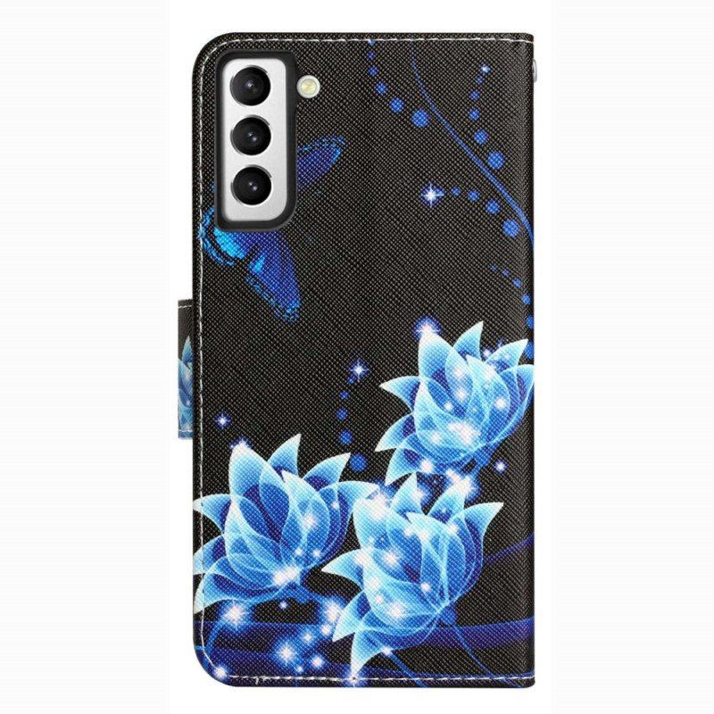 Etui Folio do Samsung Galaxy S23 Plus 5G z Łańcuch Motyle Na Pasku